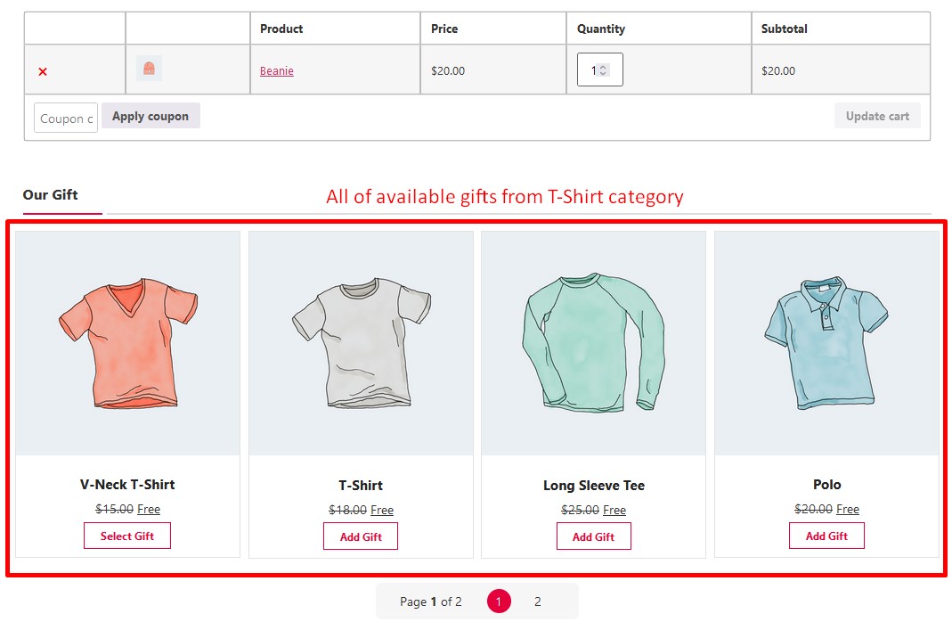 result provide special gift offers for new customers in WooCommerce Cart