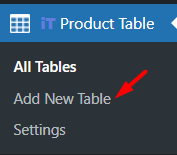 click add new table in product table menu