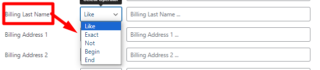 select options in billing last name field in WooCommerce