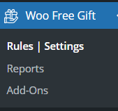 select rule and setting section in Woo Free Gift menu