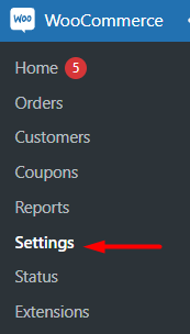 select setting section in WooCommerce menu