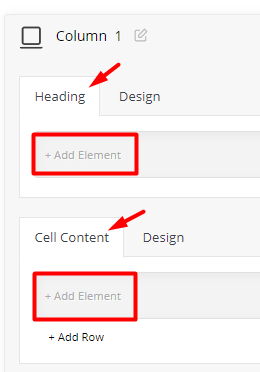 add element for heading and cell content in WooCommerce table