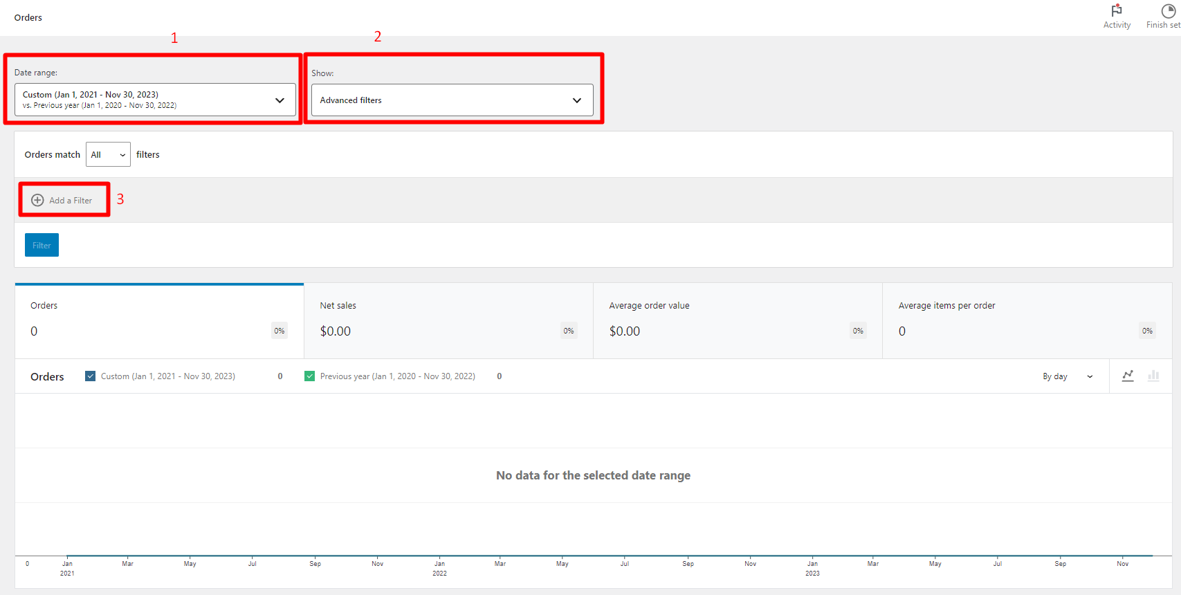 filter WooCommerce orders by date