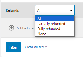 filter refunded orders report in WooCommerce