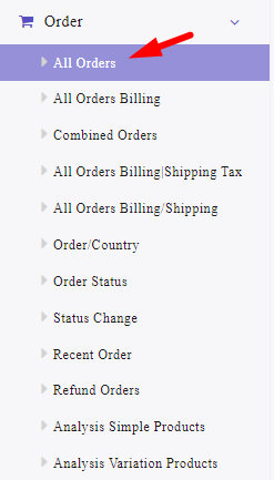 select all orders section in Orders menu