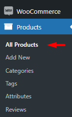 select all product section in WooCommerce products menu