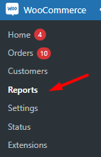 select reports section in WooCommerce menu