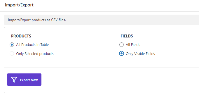 export all products visible fields in WooCommerce product bulk edit plugin