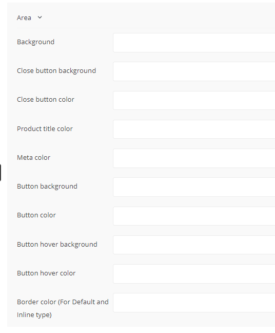 customize area section in WooCommerce table plugin