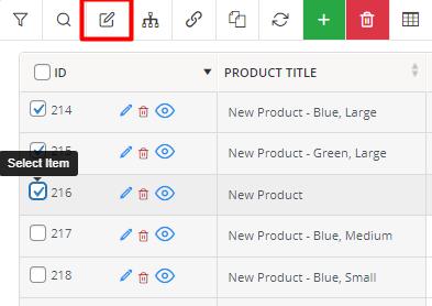 mark WooCommerce products and select bulk edit icon