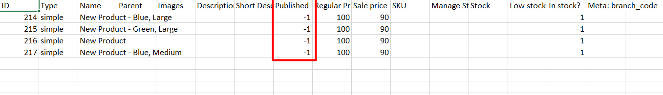 result exported product status in Excel file