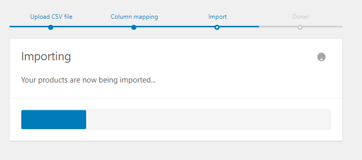 result Importing form in WooCommerce products