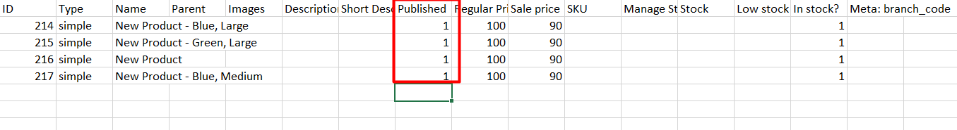 result products changed status cells in Excel file