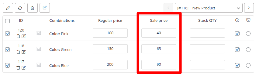 result sale price in WooCommerce table
