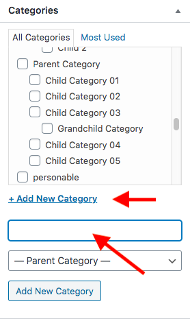 select add new category in categories section