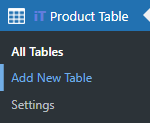 select add new table section in iT Product Table menu