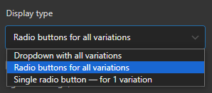 select display type in variation element