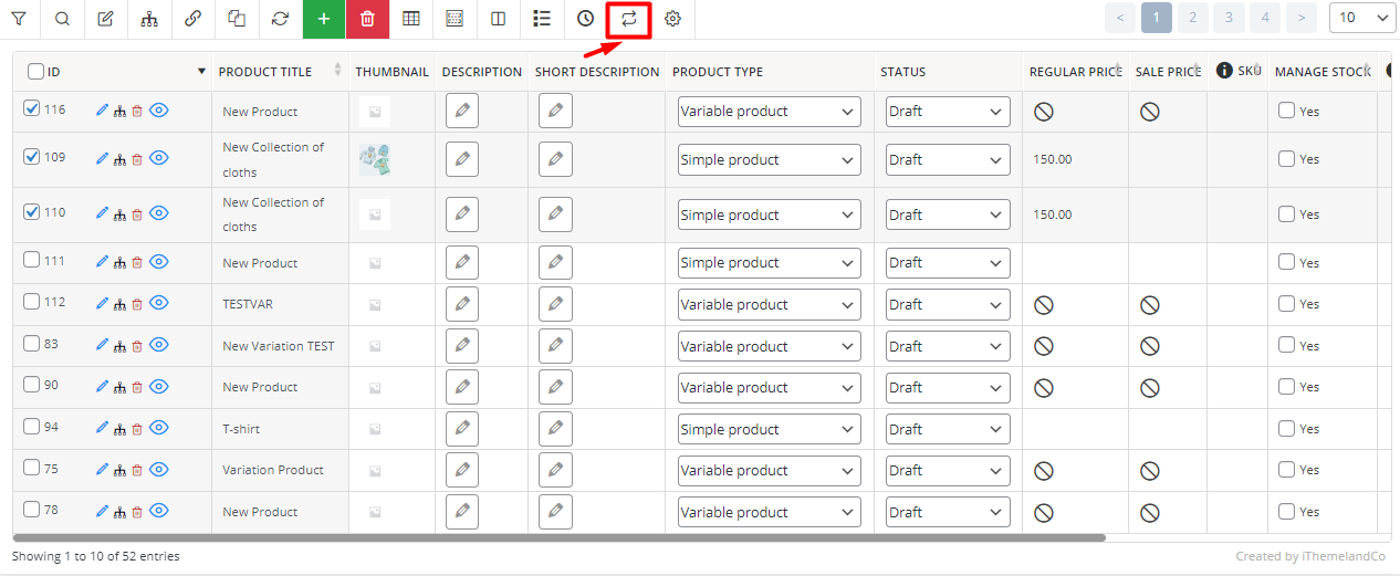 select import and export tool in WooCommerce toolbar