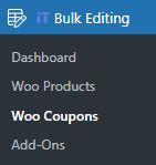 select Woo Coupons section in Bulk Editing menu