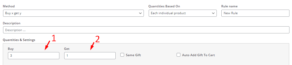 add amount in quantities and settings section free gifts WooCommerce