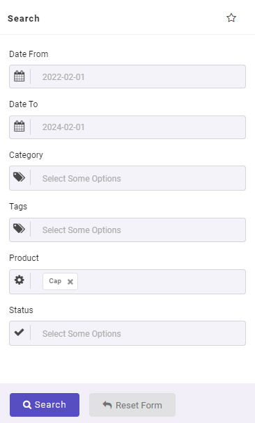 filter form WooCommerce product sales data