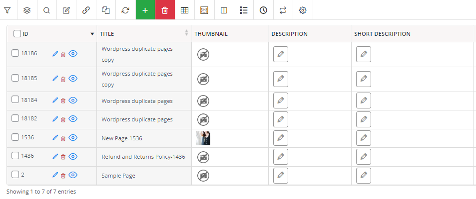 result WP Posts table Plugin
