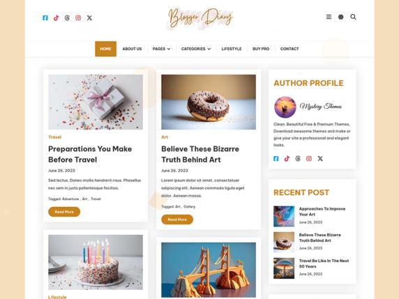 Blogger Diary demo page