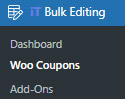 Select Woo Coupons submenu in iT Bulk Editing menu
