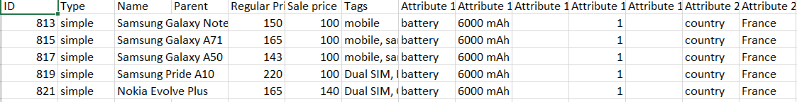 woo bulk edit export product result