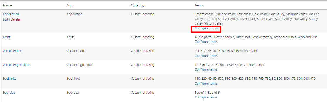 Configure attribute terms in WooCommerce