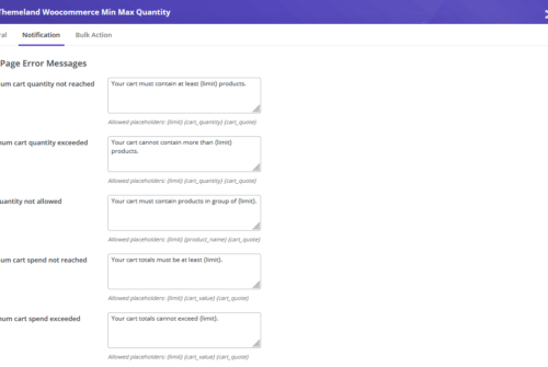 Set restriction messages on the WooCommerce cart page