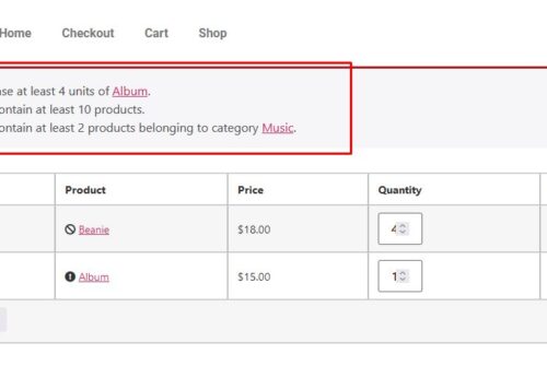 Show restriction messages on the WooCommerce cart page