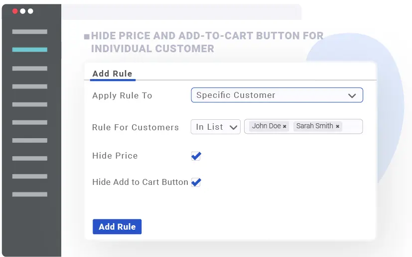 hide price and add to cart button for individual customer