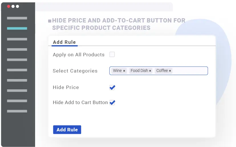 hide price and add to cart button for specific product categories