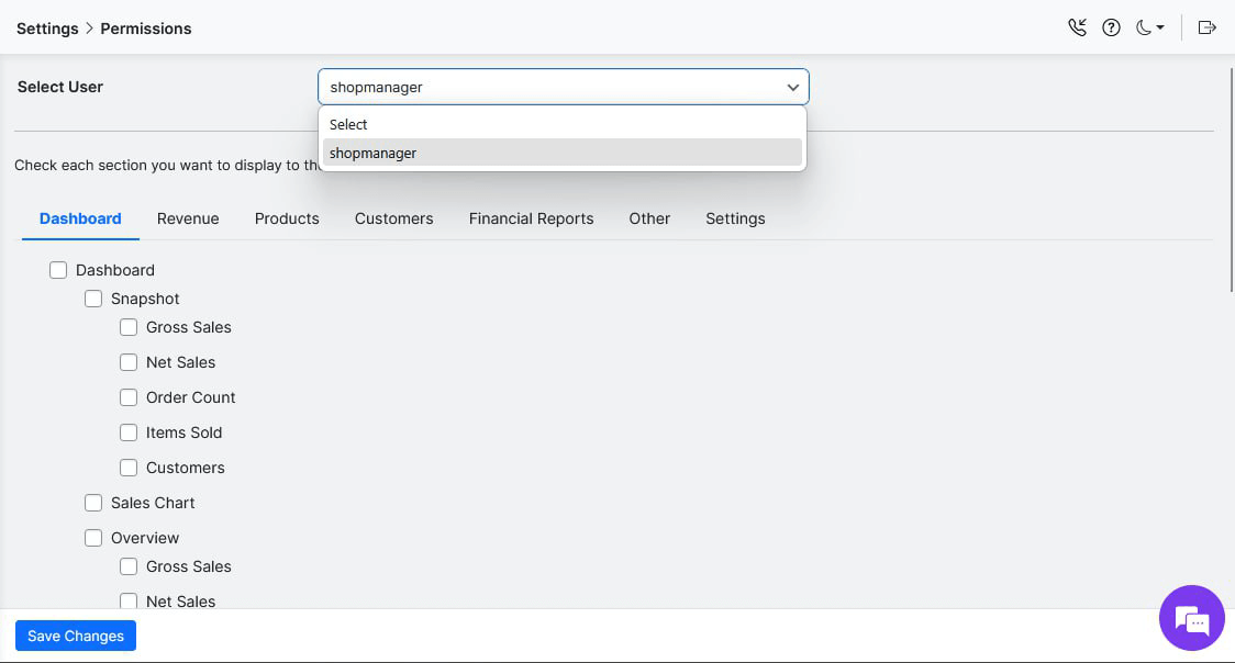 Select desired users to set permission