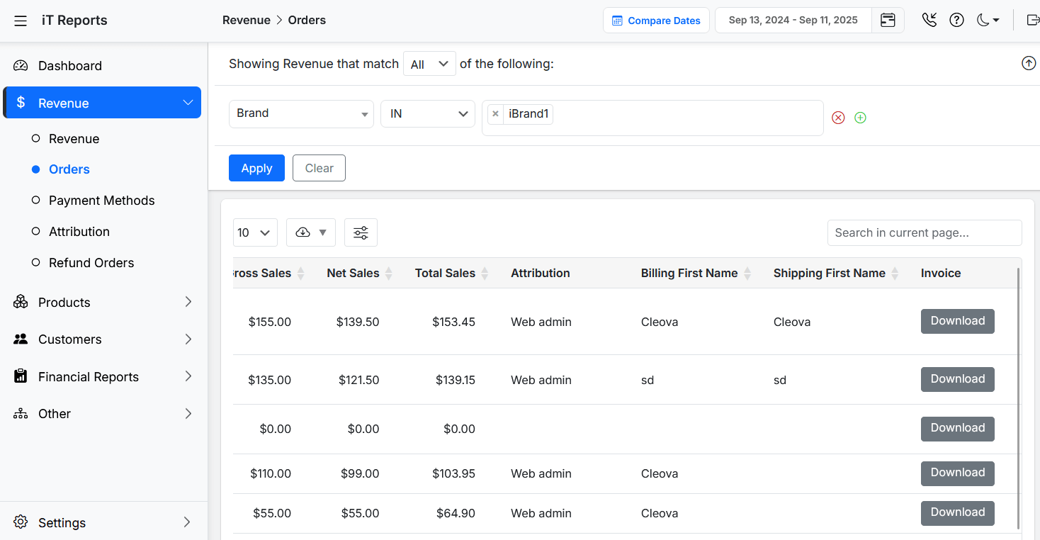 Add “Invoice” column to the order report
