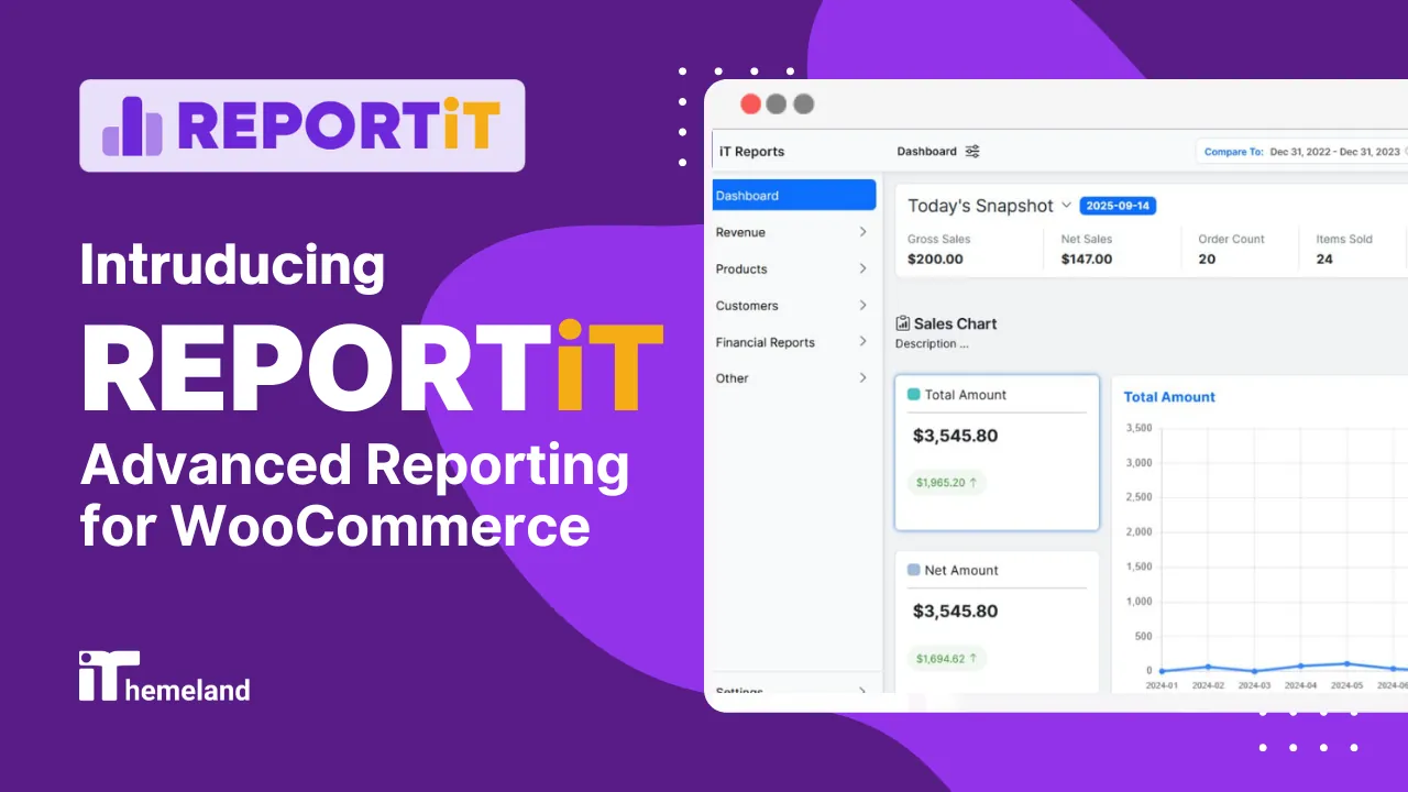 REPORTiT - Advanced WooCommerce Reporting by ithemelandco youtube thumbnail banner