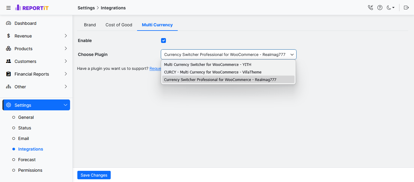 Connect your preferred multi-currency plugin and let REPORTiT automatically sync and process currency-based order data.
