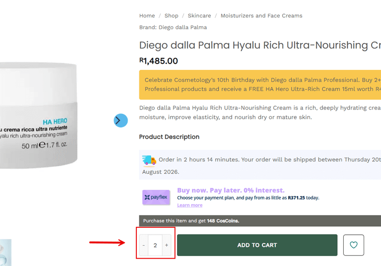 Add 2 of product form this brand